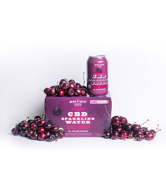 Organic CBD Sparkling Water Black Cherry 12 Pack | Beak Organic CBD Sparkling Water Black Cherry 12 Pack | Beak
