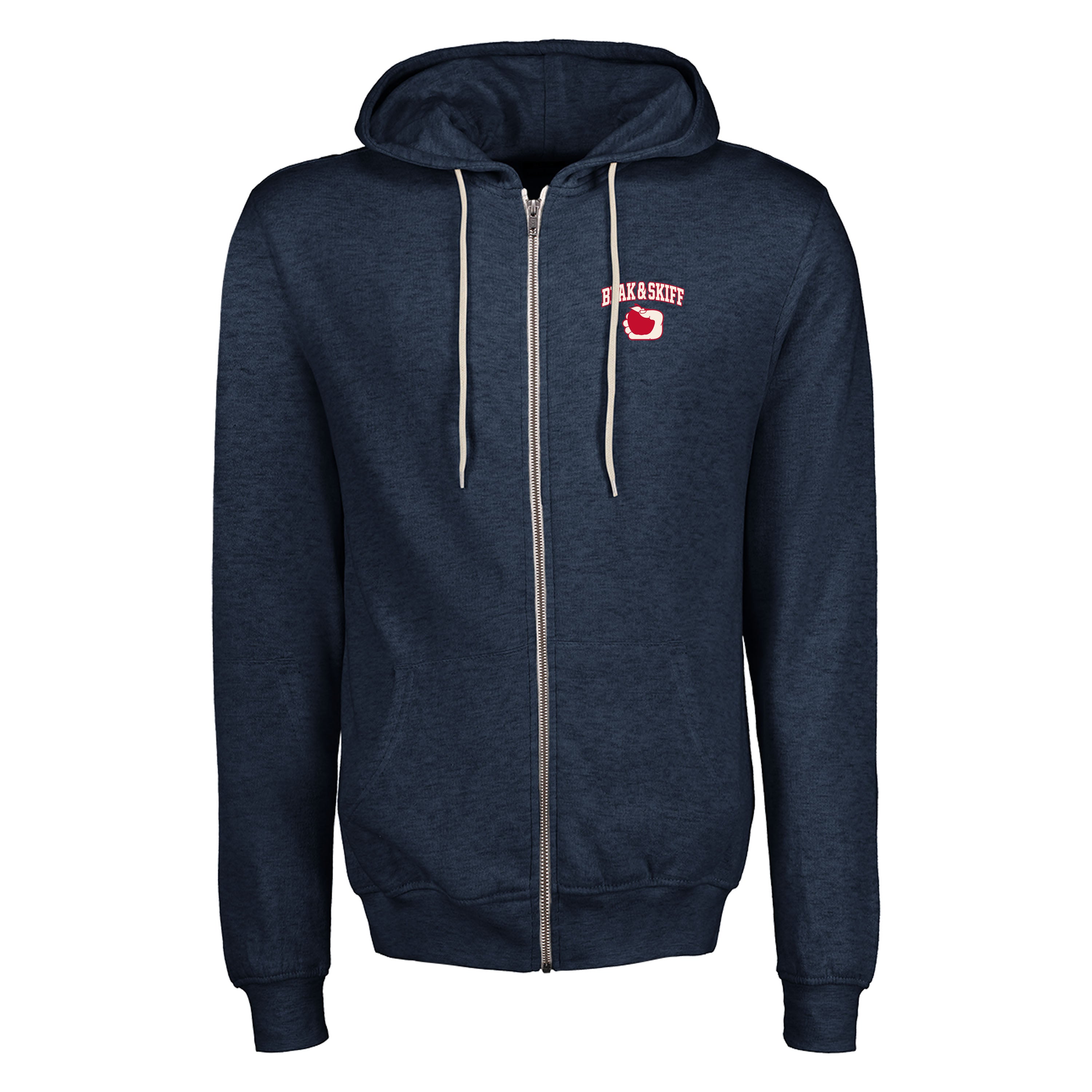 Cotton Hoodie Navy Blue Zip Up B&S Retro Zip-Up Hoodie Navy