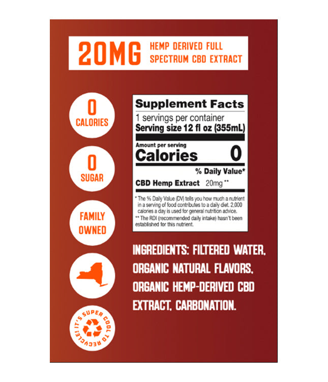 Organic CBD Sparkling Water Blood Orange 12 Pack